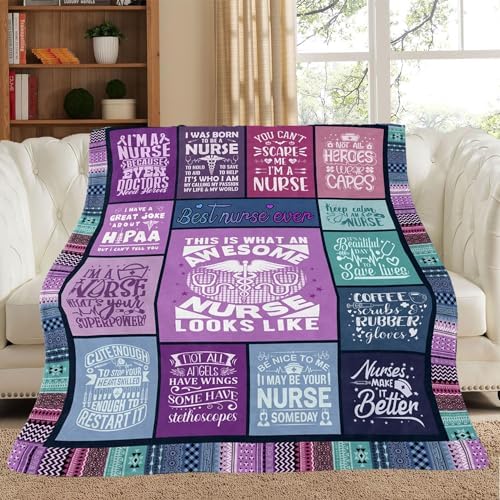 Suobrnaer Nurse Throw Blanket 50x60 - Soft Flannel Nurses Week Gift