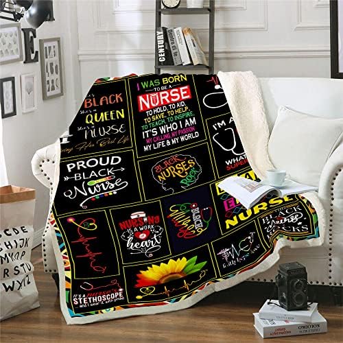 Nurse Gifts Throw Blanket - Soft Fluffy Sherpa for Bed Office Couch